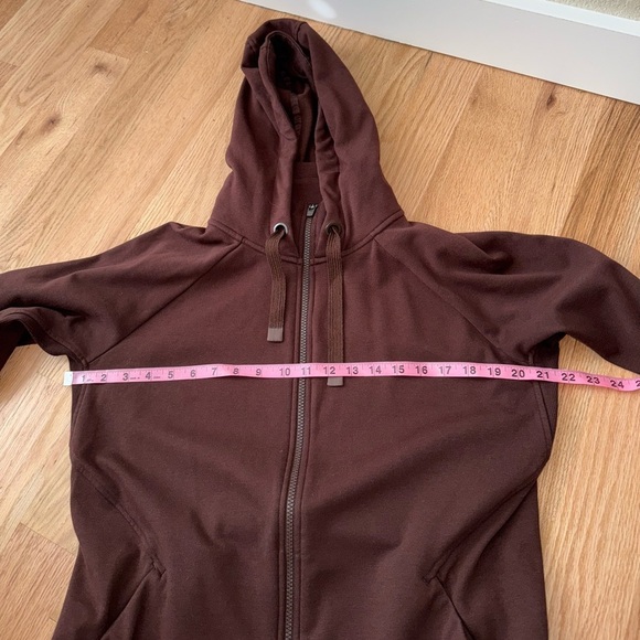 Athleta Triumph Zip Hoodie Jacket Fleece Lined Chocolate Brown Size XL - Picture 7 of 13